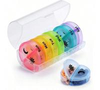 1 pièce Boîte à médicaments portable et étanche à l'humidité et aux odeurs avec des couleurs, grande boîte à pilules de voyage organisateur de pilules XL 4 fois par jour, étui à pilules AM PM XL hebdo