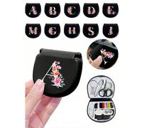 1 pièce Boîte à outils de couture à motif floral, lettres de A à Z, cadeau parfait pour les débutants en couture : 1 set de mini kit de couture portable - pliable, fournitures et accessoires de coutur