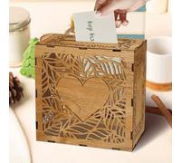 1 pièce Boîte de carte de fenêtre de style rustique, porte-carte d'enveloppe de conception florale, cadeau décoratif en bois pour réception, anniversaire, mariage, fête de naissance, remise des diplôm