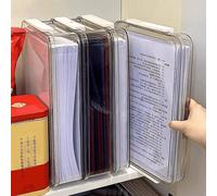 1 pièce Boîte de classement transparente A4 avec poignée, boîte de rangement en plastique PET, porte-carte d'identité, boîte de rangement empilable portable pour papiers, magazines, photos et document