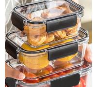 1 pièce Boîte de rangement alimentaire en plastique améliorée avec verrou à boucle transparente pour aliments, salades, fruits. Boîte Bento avec couvercle et compartiment séparé. Convient aux adultes