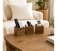1 pièce Boîte de rangement de bureau de style nordique en bois, support pour télécommande, organisateur de bureau, support pour pinceaux de maquillage, pot à crayons géométrique, convient pour le salo