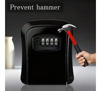 1 pièce Boîte de rangement de clés durable, coffre-fort à combinaison à 4 chiffres, boîte de rangement de clés étanche montée au mur pour une utilisation extérieure, rangement de clés de rechange sécu