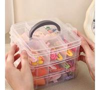 1 pièce Boîte de rangement de diamants de peinture transparente à 3 couches de 18/28 grilles, utilisée pour le rangement des perles, la couture, les diamants à ongles, le rangement de la boîte de brod