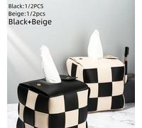 1 pièce Boîte de rangement de mouchoirs en PU, style échiquier, forme carrée, quatre couleurs, accessoires pour la maison, table, décoration de la maison, organisation et rangement de la maison, décor