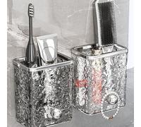 1 pièce Boîte de rangement de salle de bain ondulée, étagère murale, support pour pinceaux de maquillage, pot à crayons, organisateur de brosse à dents et de dentifrice, panier à accessoires de cheveu