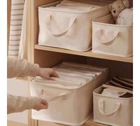 1 pièce Boîte de rangement pliable minimaliste avec poignée, style Wabi-Sabi, boîte de rangement grande capacité pour divers articles, couvertures, chaussettes, sous-vêtements, vêtements, applicable p