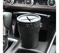 1 pièce Boîte de rangement pour pièces de monnaie noire, design mode créatif, mini bocal de rangement, incrusté de strass, convient pour porte-gobelet de voiture, seau de collection de pièces de voitu