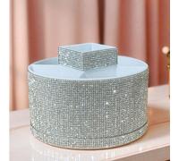 1 pièce Boîte de rangement rotative à 360° avec strass, grande capacité, surface ornée de strass multicolores, style luxueux et étincelant, forme de pilier hexagonal, bords nets, contenant pour outils