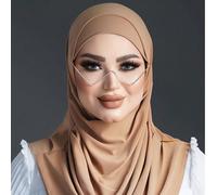 1 pièce Bonnet hijab, couleur unie classique minimaliste décontractée élégante humble en modal doux et respirant, avec bord long 2-en-1 foulard turban jersey hijab, convient pour la vie quotidienne, l
