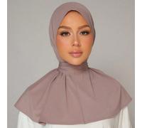 1 pièce Bonnet hijab, femmes Moyen-Orient arabe couleur unie classique minimaliste décontracté élégant humble modal soie doux respirant confortable longue bord 2-en-1 foulard turban jersey hijab, conv