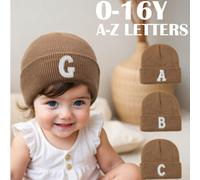 1 pièce Bonnet péruvien enfant 26 lettres A-Z avec pompons noirs, style artisanal de lettre avec perles. Bonnet tricoté pour bébé, fille, garçon de 0 à 16 ans 8-12Y,12-16Y,3-8Y,0-3 ansLettresAcrylique