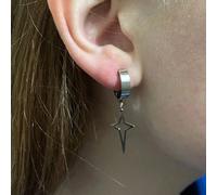1 pièce Boucle d'oreille style punk en acier inoxydable, pendentif croix triangle style hip hop à la mode, clip d'oreille, boucle d'oreille clip-on, unisexe, fausses boucles d'oreilles pour oreilles n