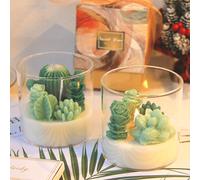 1 pièce Bougie artisanale avec succulente simulée, infusée à l'aromathérapie pour une ambiance romantique à la maison. Cette délicieuse décoration de gros également un cadeau artisanal parfait, bougie