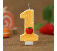 1 pièce Bougie d'anniversaire en forme de pomme rouge brillante jaune faite à la main, convient pour décorer les anniversaires, les anniversaires, les événements commémoratifs, les fêtes à thème et le