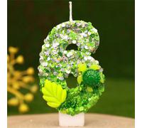 1 pièce Bougie d'anniversaire scintillante en forme de tortue, de feuille verte et de chiffre, pour décoration de gâteau d'anniversaire, fête d'anniversaire, bougie d'anniversaire créative DIY avec am