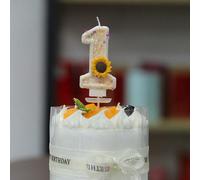1 pièce Bougie décorative pour gâteau faite à la main, bougie en forme de chiffre créative de 0 à 9, bougie d'anniversaire, décoration de fleurs de tournesol, bougie pour fête pour créer une ambiance,