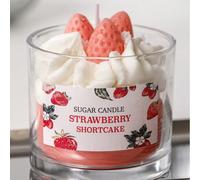 1 pièce Bougie gâteau à la fraise en conserve, décoration artisanale créative pour les festivals, ambiance romantique, accessoire haut de gamme pour la photographie, convient pour la Saint-Valentin, l
