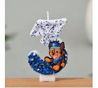 1 pièce Bougie numérique Ryder de Pat'Patrouille, bougie d'anniversaire créative scintillante pour décoration de gâteau et diverses décorations de fête 7,5,9,2,3,4,6,8,1,0ABS