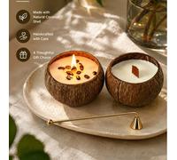 1 pièce Bougie parfumée au café français, fragrance de lait de coco, bougie en coque de noix de coco, sans fumée, grande bougie, relaxation & méditation, éclairage d'ambiance, décoration de table, déc