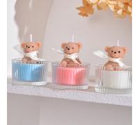 1 pièce Bougie parfumée en forme d'ours en peluche adorable dans un bocal en verre, parfait pour le bien-être personnel et également une excellente option de cadeau | Élément de décoration d'intérieur