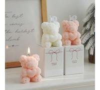 1 pièce Bougie parfumée en forme d'ours rose - Bougie mignonne en forme d'ours en peluche, petite/grande taille, 100% cire de soja naturelle, décoration de chambre, cadeau de maison exquis, convient p