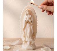 1 pièce Bougie parfumée sculpture de la Vierge Marie élégante blanc crème avec feuille d'or, style INS décoration intérieure, prière catholique & faveur de mariage, convient pour la fête des mères, Pâ
