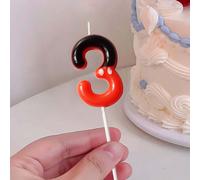 1 pièce Bougies de gâteau numérotées de 0 à 9, de couleur noire et rouge, convenant pour les anniversaires, les fêtes, les décorations de cupcakes, les révélations de , les enterrements de vie de jeun