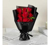 1 pièce bouquet de roses, 9 pièces de savon parfumé en forme de fleur, coffret cadeau, bouquet de roses artificielles romantiques, cadeau pour la fête des mères Papetier