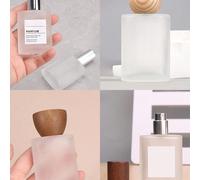 1 pièce Bouteille de verre givré avec couvercle en bois créatif, bouteille de vaporisateur de parfum. Convient pour le répulsif moustique domestique, l'alcool, l'eau purifiée et autres liquides. Flaco