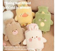 1 pièce Bouteille d'eau chaude floquée de dessin animé unisexe, grande capacité, rechargeable, anti-explosion, anti-fuite, amovible, chauffe-mains, convient pour l'hiver, le camping en plein air, les