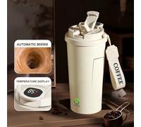 1 pièce Bouteille mélangeur à poudre de protéines rechargeable par USB, avec écran LCD, fonction de température et base amovible, essentiel pour le fitness et l'entraînement à domicile ABS