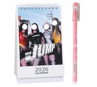 1 pièce BP Calendrier De Bureau 2026 Pour Décoration Bureau K-Pop Calendrier Photo Calendrier De Soutien Pour Les Fans,Avec stylo griffé Agenda BP