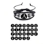 1 pièce Bracelet à chaîne à la mode en polyuréthane PU à lettres à détail rond pour homme pour décoration quotidienne L,M,S,H,A,T,O,X,B,C,D,E,F,G,I,J,K,N,P,Q,R,U,V,W,Y,ZPolyuréthane