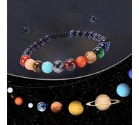 1 pièce Bracelet à perles ajustable du système solaire pour adolescents, aide les enfants à apprendre sur les planètes et à élargir leurs horizons, peut être porté à l'école (Remarque: Chaque perle es