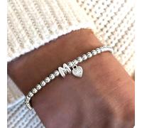 1 pièce Bracelet à perles argenté minimaliste classique en forme de cœur avec initiale bulle pour femmes L,M,S,H,A,T,O,B,C,D,E,F,G,I,J,K,N,P,R,V,W,Y,ZCuivre