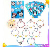 1 pièce Bracelet ajustable Disney officiellement sous licence 3D PVC Mickey Mouse, boîte aveugle style aléatoire, pendentif, accessoire de collection mignon de dessin animé, design de boîte surprise c