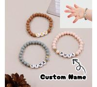 1 pièce Bracelet bébé personnalisé avec nom et cœur, ensemble de bracelet mère-enfant personnalisé, bracelet enfant avec nom, cadeau pour maman, bracelet avec nom d'enfant pour bébé pour la rentrée sc