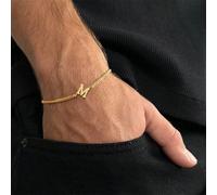 1 pièce Bracelet chaîne en acier inoxydable avec lettre, mode homme L,M,S,H,A,T,O,X,B,C,D,E,F,G,I,J,K,N,P,Q,R,U,V,W,Y,ZAcier inoxydable