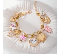 1 pièce Bracelet charm en céramique avec étoile de mer, cœur, nœud papillon, montre factice, bracelet à maillons avec charms multiples, bijou bohème d'été (accessoires faits main, couleurs et formes p
