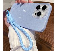 1 pièce Bracelet circulaire bleu + Porte-carte en métal triangulaire + 1 pièce Étui de téléphone minimaliste IMD pailleté avec grand trou pour caméra, Étui de téléphone bleu de luxe en TPU antichoc, c