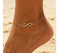 1 pièce Bracelet de cheville à double couche avec symbole de l'infini, style minimaliste d'été, convient pour le port quotidien et les vacances à la plage des femmes (le matériau est en fer, évitez le