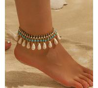 1 pièce Bracelet de cheville fait main boho style vintage perle goutte d'eau en cuivre, tressé et imperméable. Convient pour le quotidien, les vacances, les fêtes et les mariages. (L'ordre des couleur