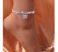 1 pièce Bracelet de cheville papillon ajouré en strass BlingBling, convient pour les fêtes, les anniversaires, les mariages, à porter par les femmes Taille UniqueAlliage de zinc