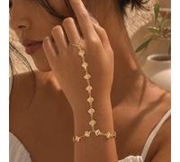 1 pièce Bracelet de doigt minimaliste polyvalent, design de coque métallique, bracelet chaîne de mode pour femmes, convient pour le port quotidien, les courses et les fêtes, longueur de chaîne coupée 