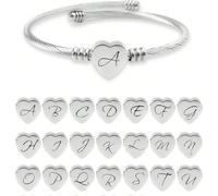 1 Pièce Bracelet De Lettre Initiale En Acier Inoxydable Délicat Avec 26 Lettres Pour Enfants, Unisexe, Cadeau Surprise Pour Les Enfants A,B,C,D,E,F,G,H,I,J,K,L,M,N,O,P,Q,R,S,T,U,V,W,X,Y,Z,5 pièces let