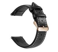 1 pièce - Bracelet de montre en cuir véritable grainé, 20 mm, compatible Garmin(Black W Rose Gold)