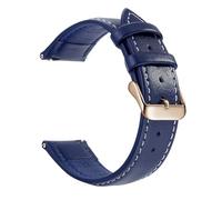 1 pièce - Bracelet de montre en cuir véritable grainé, 20 mm, compatible Garmin(Blue White Rose Gold)