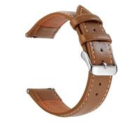 1 pièce - Bracelet de montre en cuir véritable grainé, 20 mm, compatible Garmin(Brown Silver)