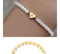 1 pièce Bracelet de perles de style cœur avec 26 lettres de A à Z, accessoire minimaliste et polyvalent, nombre aléatoire de perles lettre E,lettre u,lettre V,lettre W,lettre Y,lettre Z,Lettre a,la le